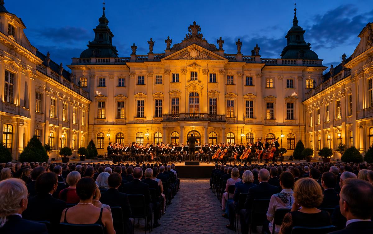 Open-air classical concert in a Warsaw courtyard
